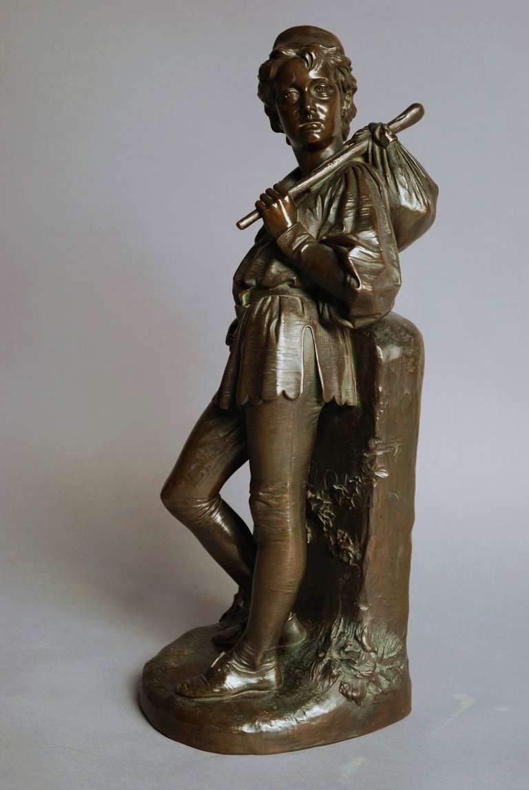 Large 19th Century Bronze Figure of Dick Whittington