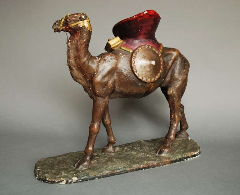 Late 19th Century Painted Plaster Camel In Good Condition In Suffolk, GB