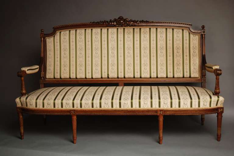 Late 19th Century French Five-Piece Walnut Salon Suite in the Louis XVI Style 2