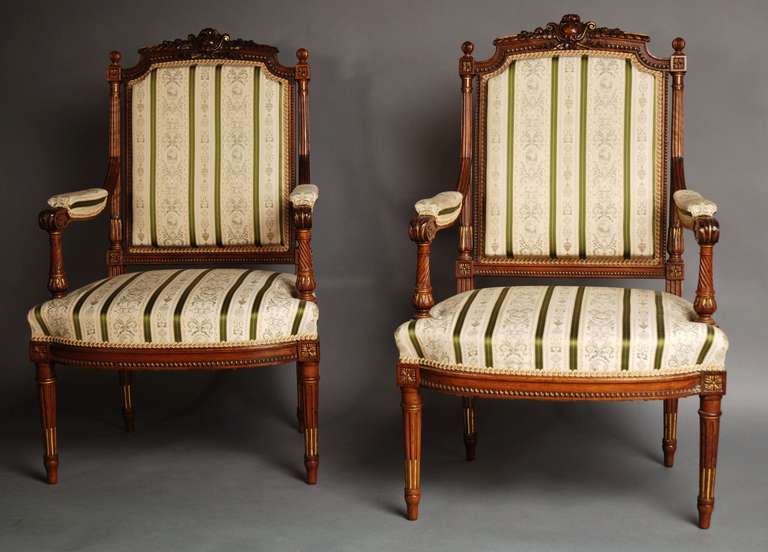 Late 19th Century French Five-Piece Walnut Salon Suite in the Louis XVI Style 3