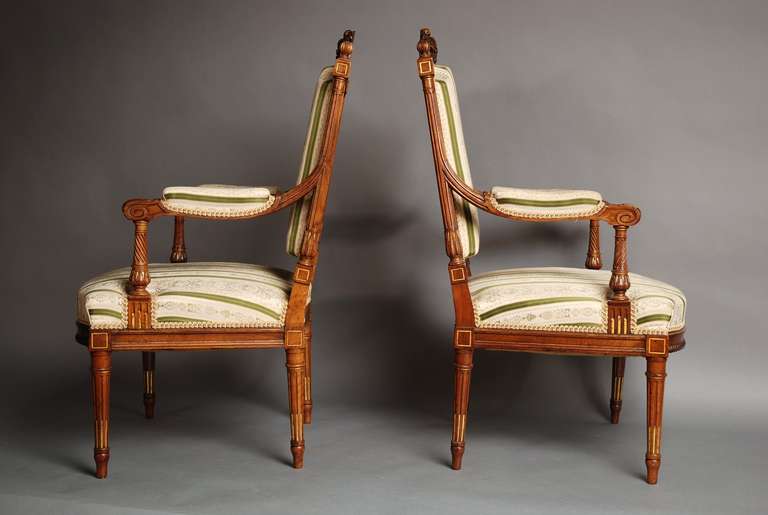 Late 19th Century French Five-Piece Walnut Salon Suite in the Louis XVI Style 5
