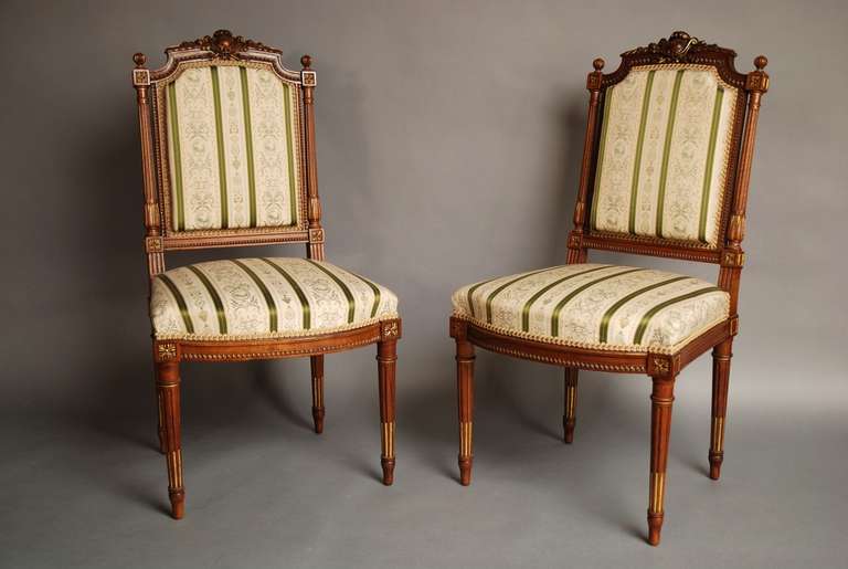Late 19th Century French Five-Piece Walnut Salon Suite in the Louis XVI Style 7