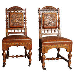 Pair of French 19th Century Walnut Chairs