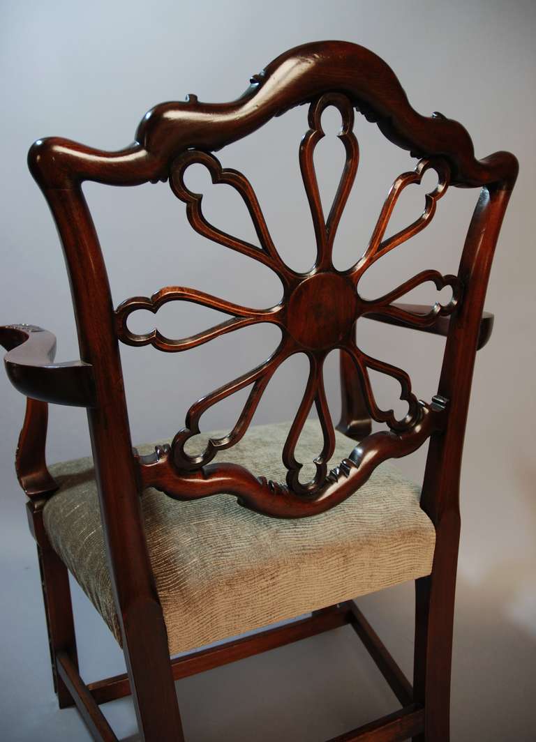 Late 19th Century Mahogany Open Armchair in the Chippendale Style For Sale 3