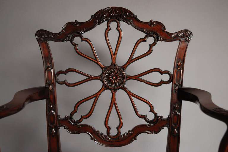 Late 19th Century Mahogany Open Armchair in the Chippendale Style For Sale 1