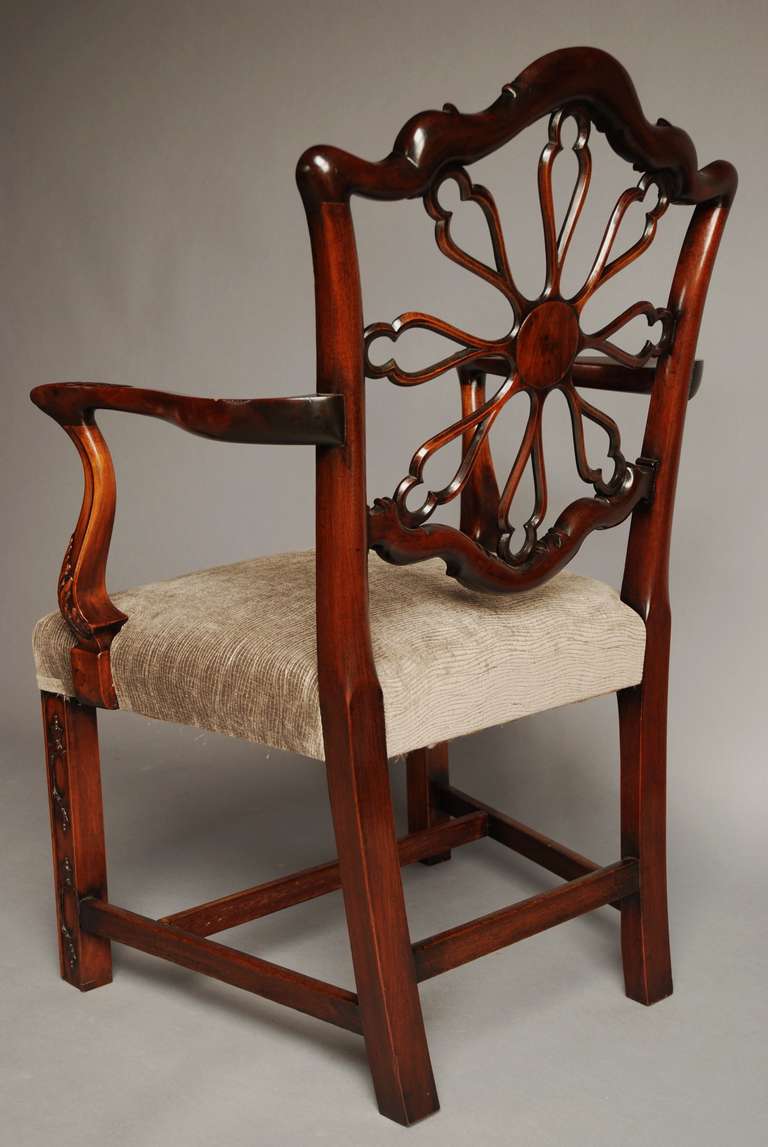 Late 19th Century Mahogany Open Armchair in the Chippendale Style For Sale 2