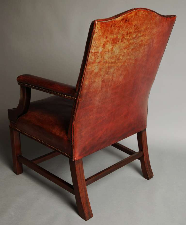 Mid 20th Century Worn Leather Gainsborough Chair 1