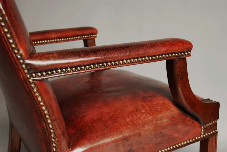 Mid-20th Century Mid 20th Century Worn Leather Gainsborough Chair
