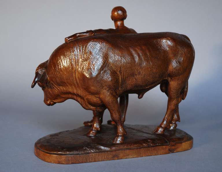 Late 19th century Black Forest figure of a bull In Good Condition In Suffolk, GB