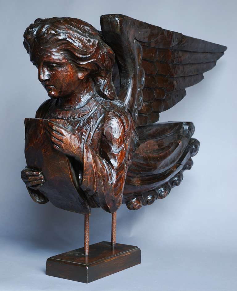 17th Century Roof Angel Pinewood Carving 2