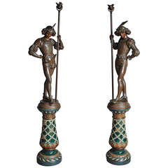 19thc large pair spelter figures in the manner of Miroy Freres (Paris)