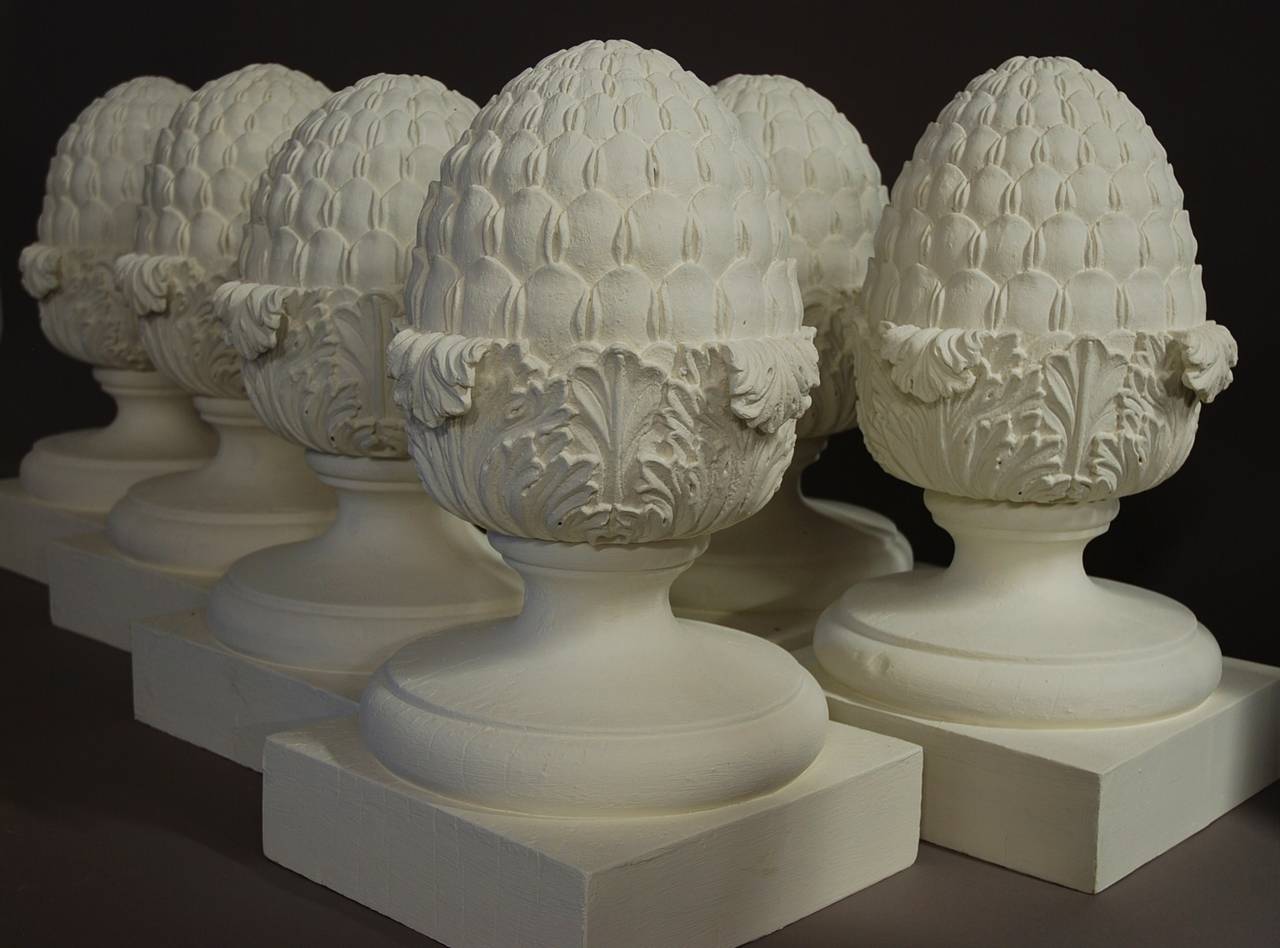 English Set of Six Decorative Wooden Pineapple Finials