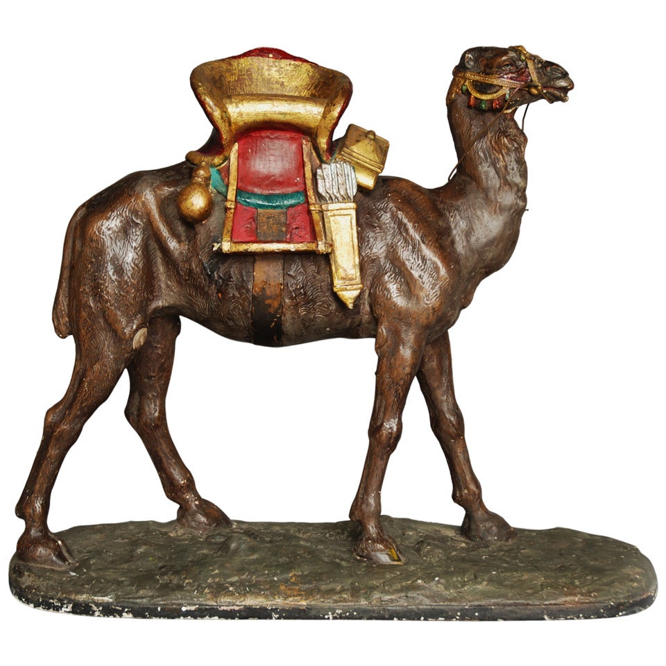 Late 19th Century Painted Plaster Camel