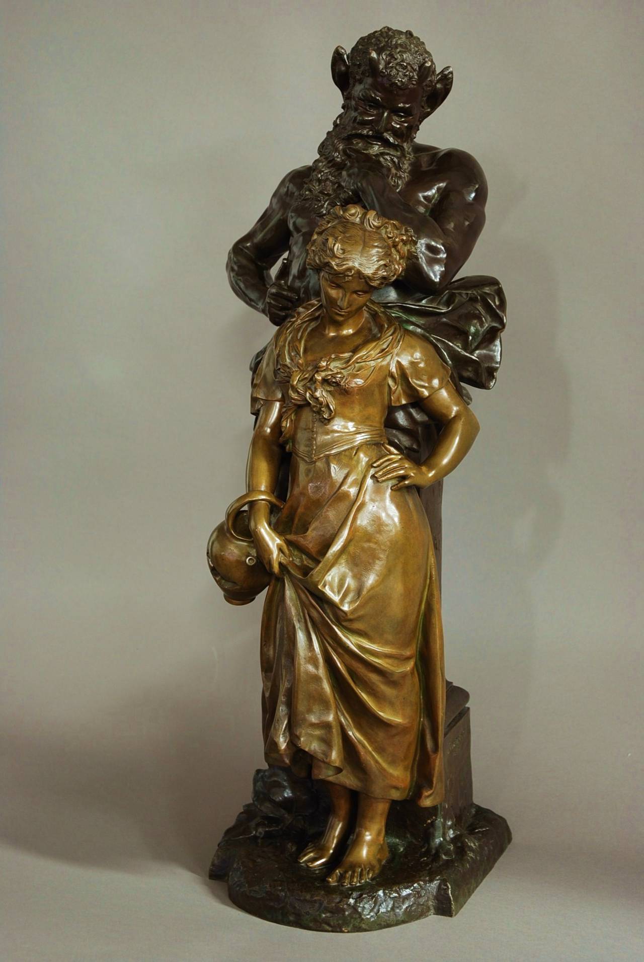 Large Bronze of Pan with a Young Maiden by Luca Madrassi In Excellent Condition In Suffolk, GB