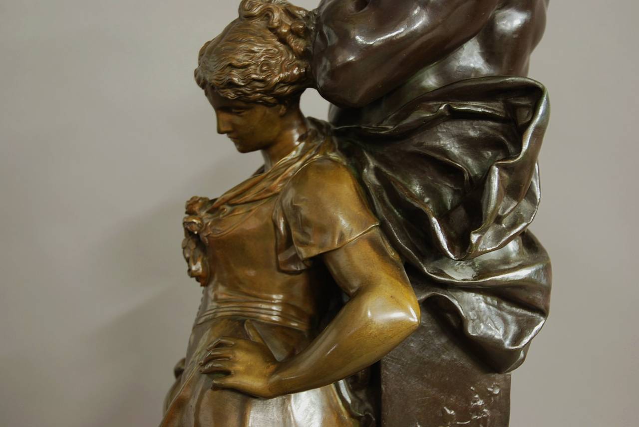 Large Bronze of Pan with a Young Maiden by Luca Madrassi 1