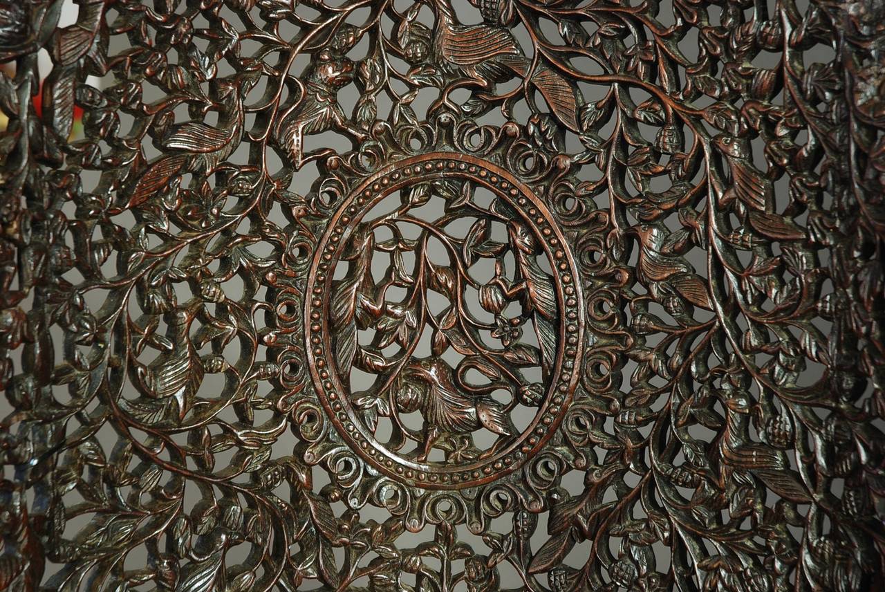 Carved Hardwood Armchair from Bombay, India 1