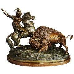 Large Bronze Figure of 'The Buffalo Hunt'