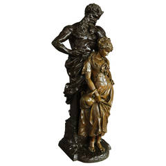 Large Bronze of Pan with a Young Maiden by Luca Madrassi