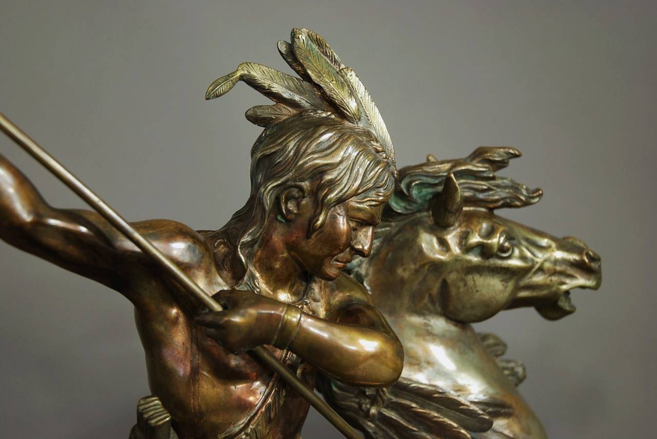 American Large Bronze Figure of 'The Buffalo Hunt' For Sale