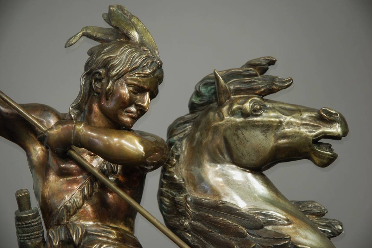 Late 20th Century Large Bronze Figure of 'The Buffalo Hunt' For Sale