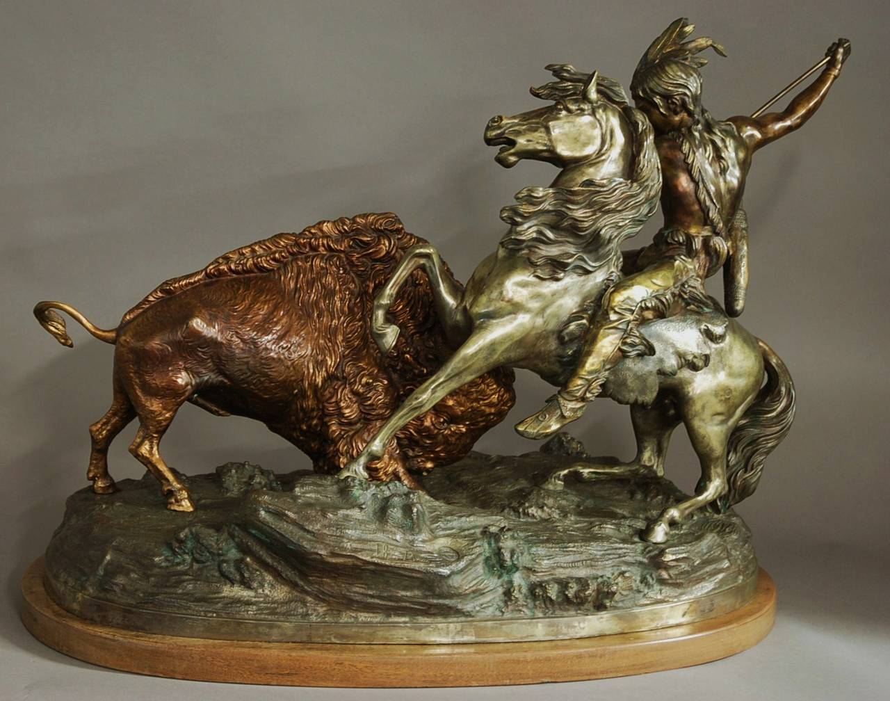 Large Bronze Figure of 'The Buffalo Hunt' For Sale 1