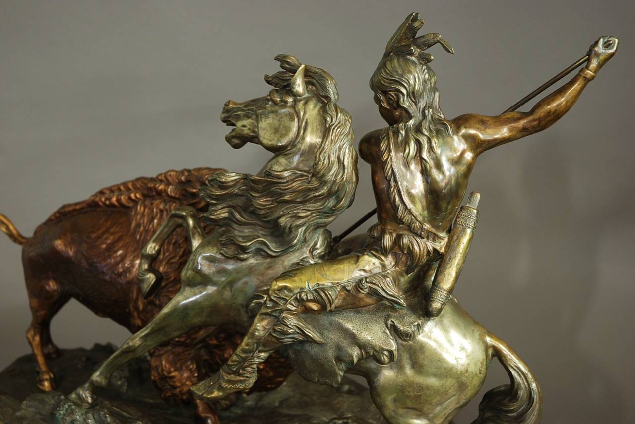 Large Bronze Figure of 'The Buffalo Hunt' For Sale 4