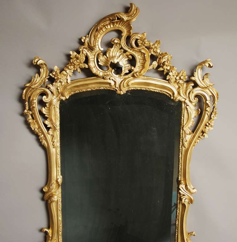 British 19th Century French Mirror in the Rococo Manner