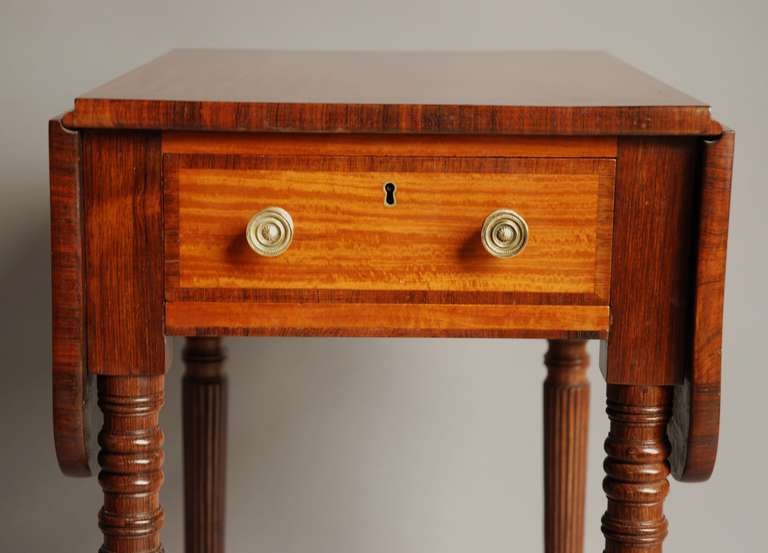 British Early 19th Century, Satinwood Drop-Leaf Table of Small Proportions