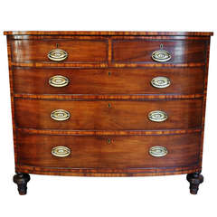 Antique Late 18th Century Bow Front Mahogany Chest of Drawers