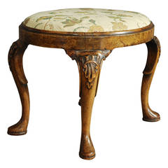 Antique Walnut & beech stool of Queen Anne design