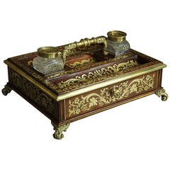 Regency Rosewood and Inlaid Brass Desk Stand/Inkstand 6