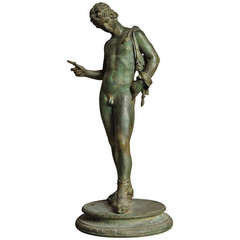 Bronze Figure of Narcissus with Green Patination