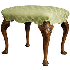 Walnut Cabriole Leg Stool in the Queen Anne Style