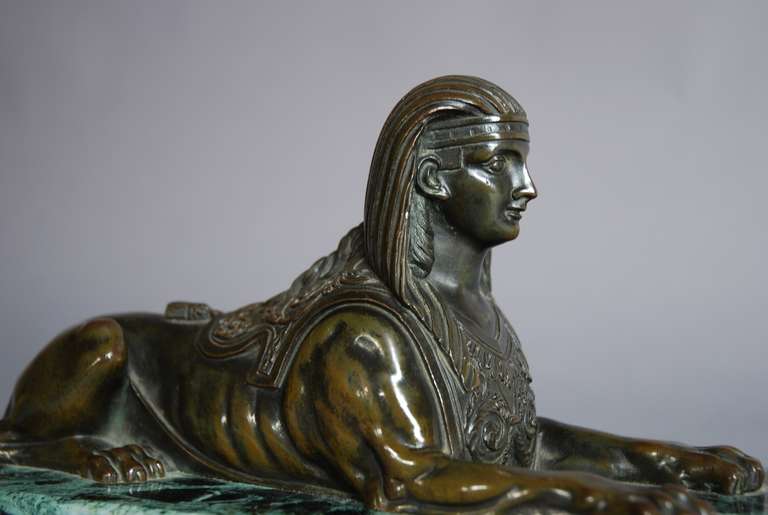 19th Century Bronze of Sphinx on Marble Base 3