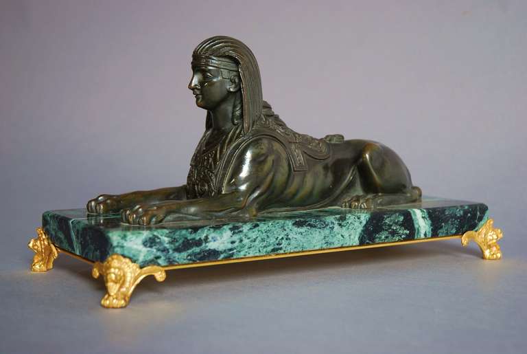19th Century Bronze of Sphinx on Marble Base 1