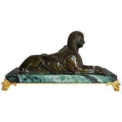 19th Century Bronze of Sphinx on Marble Base