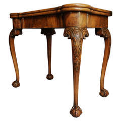 Antique Early 20thc Walnut Card Table in the Queen Anne Style