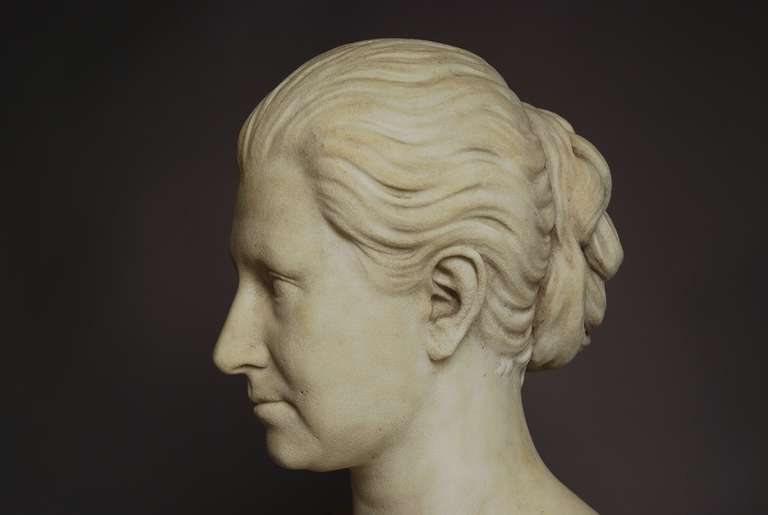 British 19th Century Marble Bust of Queen Victoria