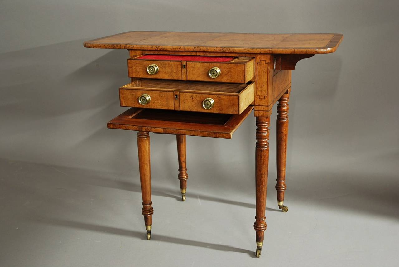 Early 19th Century Burr Oak Work Table with Patina 2