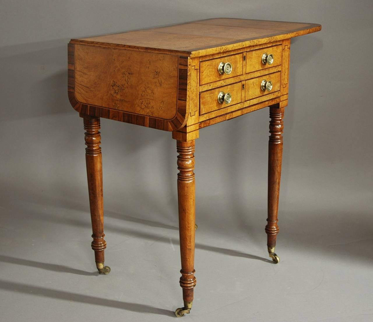 Early 19th Century Burr Oak Work Table with Patina 3