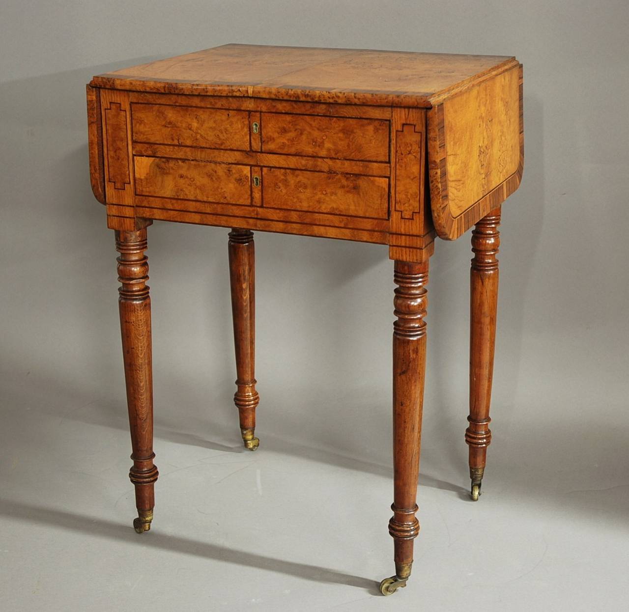 Early 19th Century Burr Oak Work Table with Patina 4
