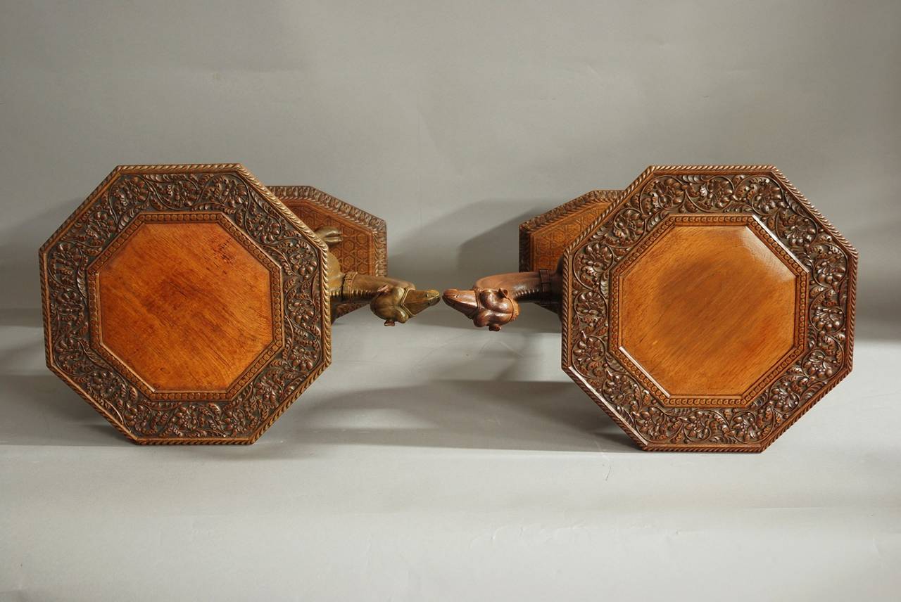 Near Pair of highly decorative Anglo-Indian Camel Tables For Sale 2