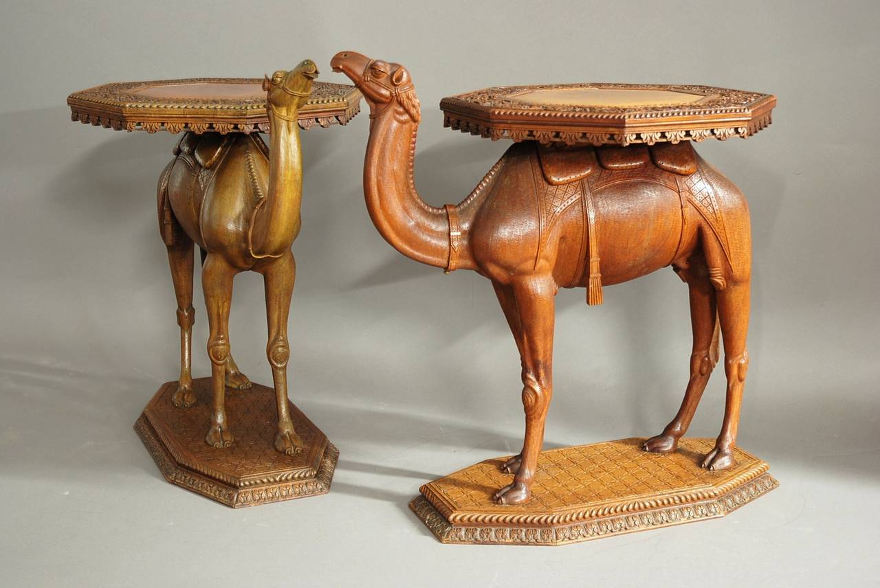 Near Pair of highly decorative Anglo-Indian Camel Tables For Sale 4