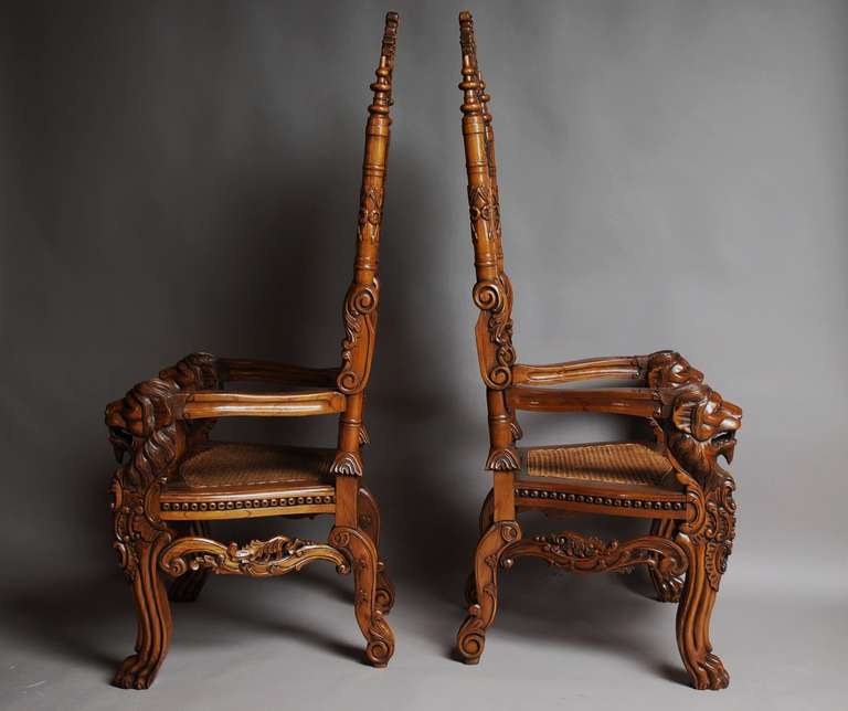 19th Century Pair of Large Ceremonial Chairs