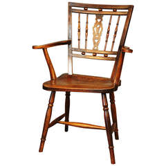 Antique Early 19th Century Fruitwood Mendlesham Chair