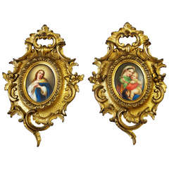19th Century Religious Pair of Italian Porcelain Plaques