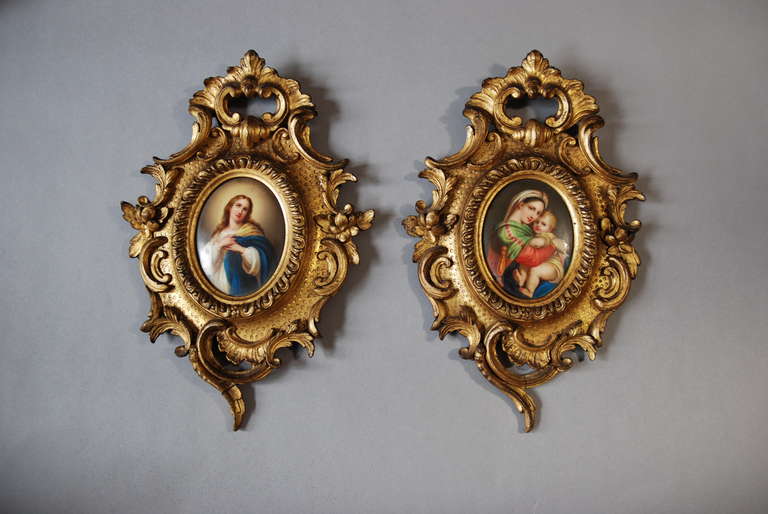 19th Century Religious Pair of Italian Porcelain Plaques In Excellent Condition In Suffolk, GB