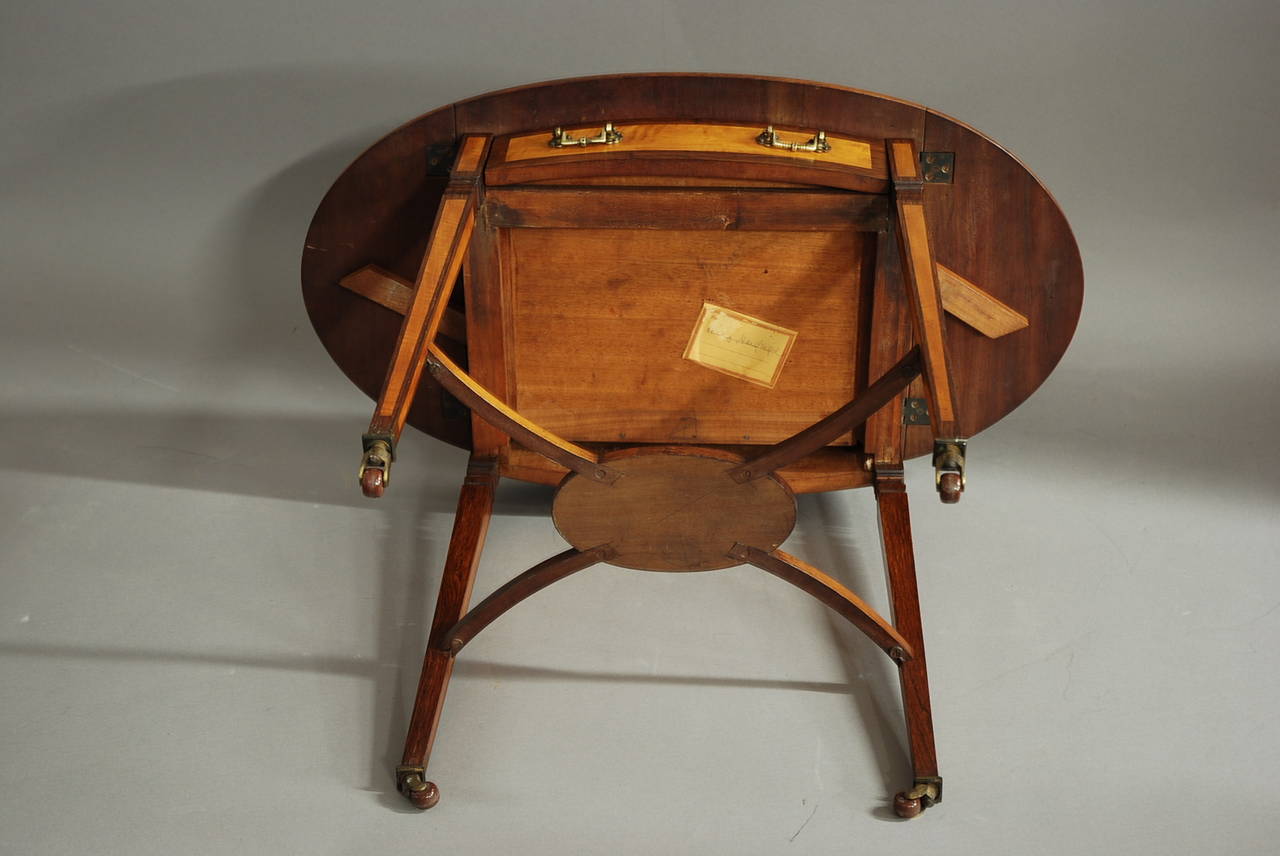 Edwardian satinwood & rosewood oval pembroke table 3