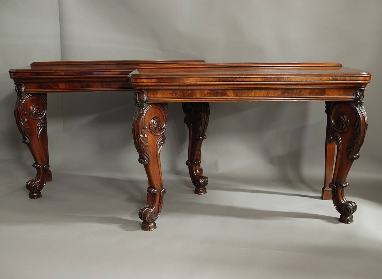 English Pair of William IV Mahogany Console Tables in the Manner of Gillows