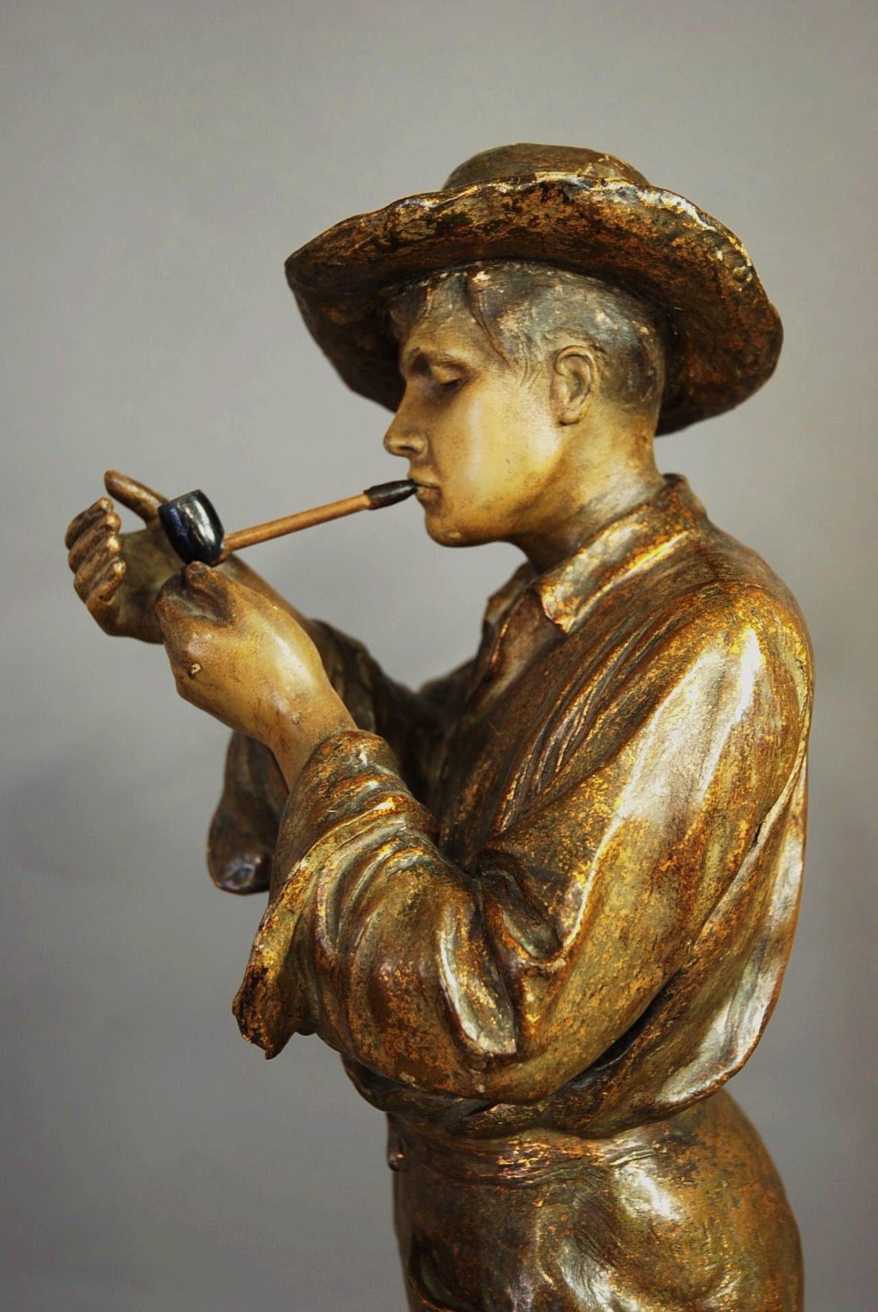 Ceramic Goldscheider Bronzed Slip Cast Figure of Gaucho For Sale
